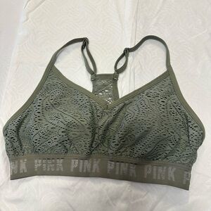 PINK Victoria's Secret Green Sports Bra with Racerback